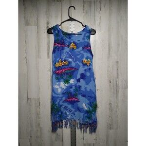 Vintage Koko Knot Mini Dress Size Medium Coverup Hawaiian Blue Pink